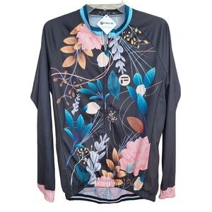 Frelsi Womens Cycling Jersey XL Shirt Floral Print Zip Up Long Sleeve NEW Biking